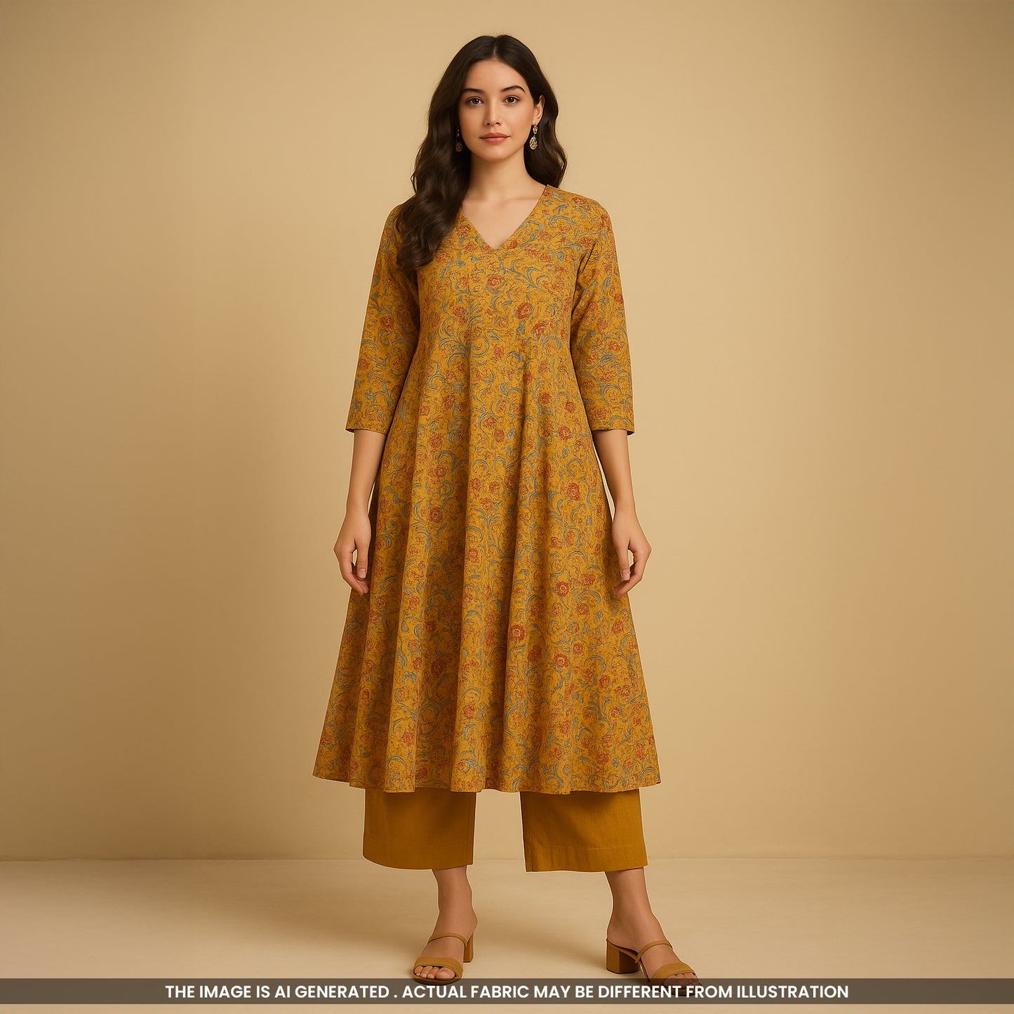 Kalamkari Print Handloom Cotton Fabric- F4677