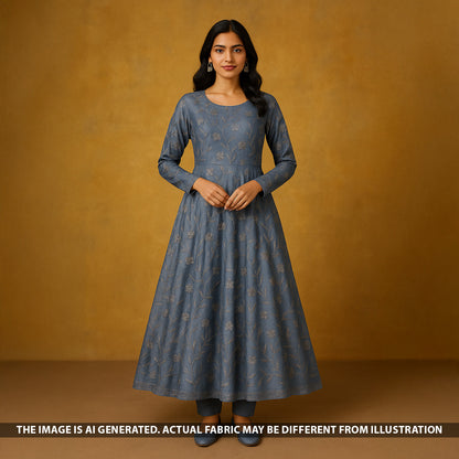 Cut Dana Sequins Embroidered Upada Silk Fabric - F5391