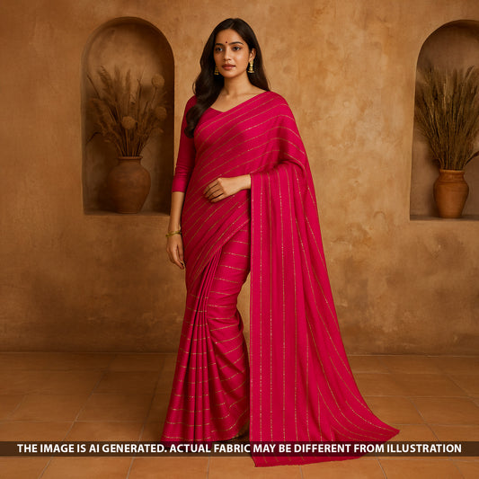 Zari Sequins Embroidered Tussar Silk Fabric - F5396