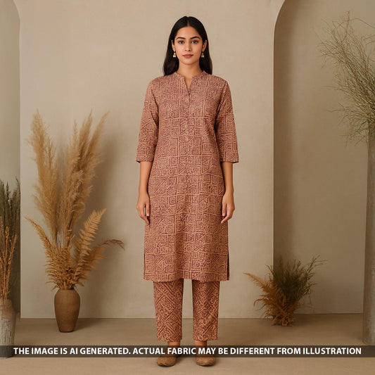 ikat Print Pure Tussar Silk Fabric - F5412