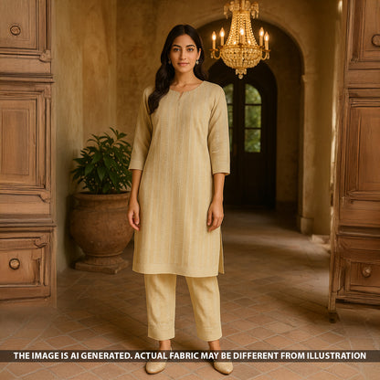 Thread Embroidered Pure Monga Silk Fabric - F5416