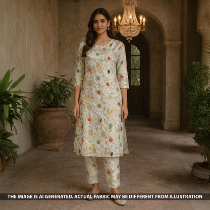 Zari Work Dola SIlk Fabric - F5421