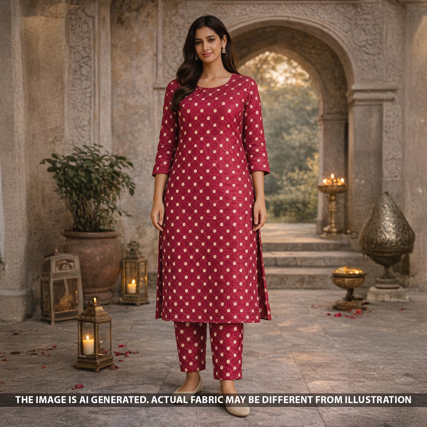 Bandhani Chanderi Silk Fabric - F5427