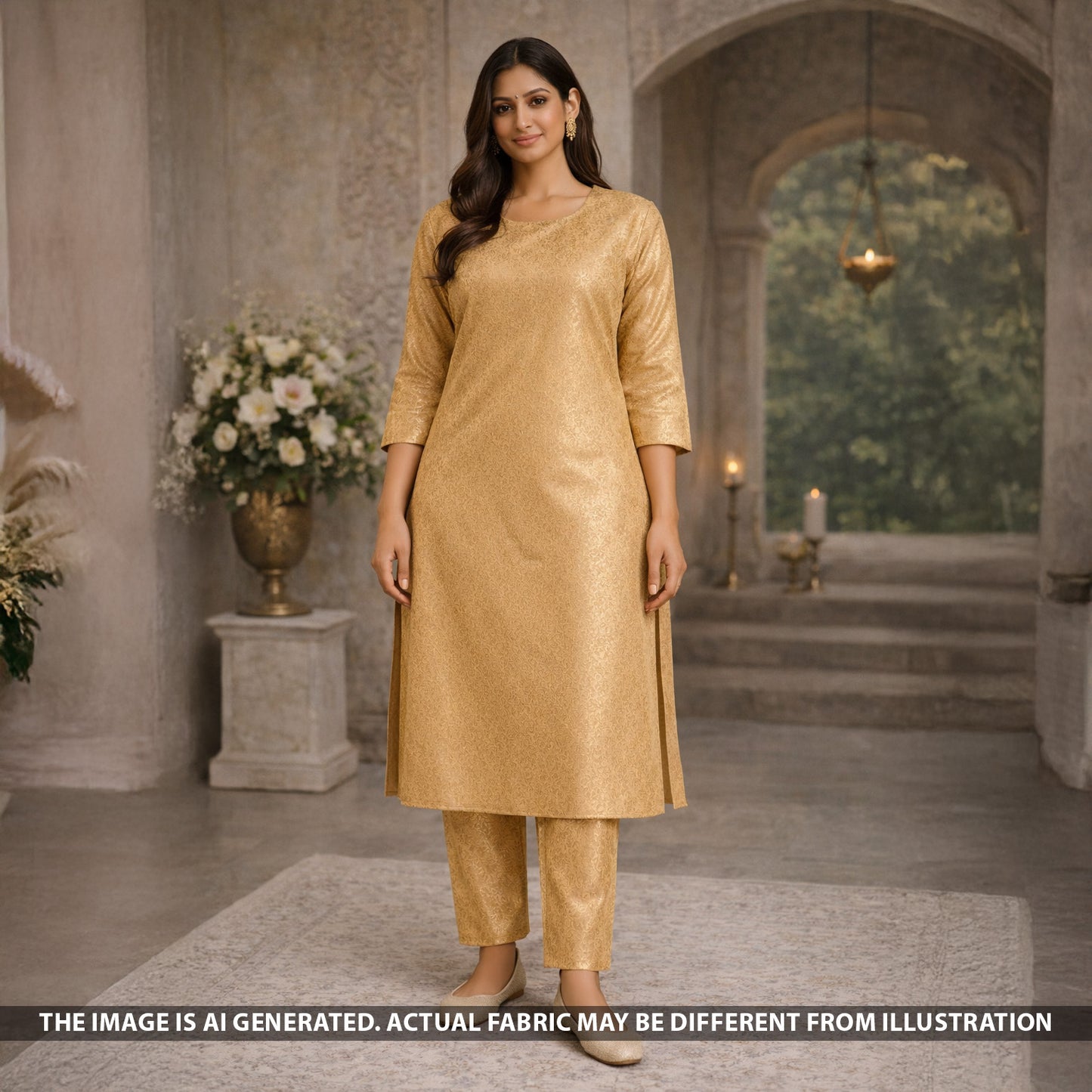 Zari Weave Pure Tissue Fabric - F5432