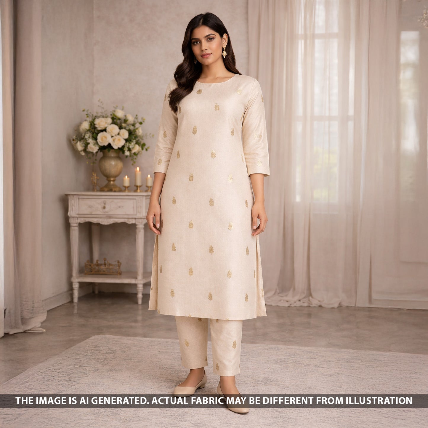 Zari Work Monga Silk Fabric - F5433