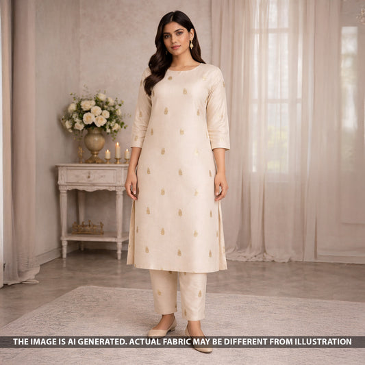 Zari Work Monga Silk Fabric - F5433