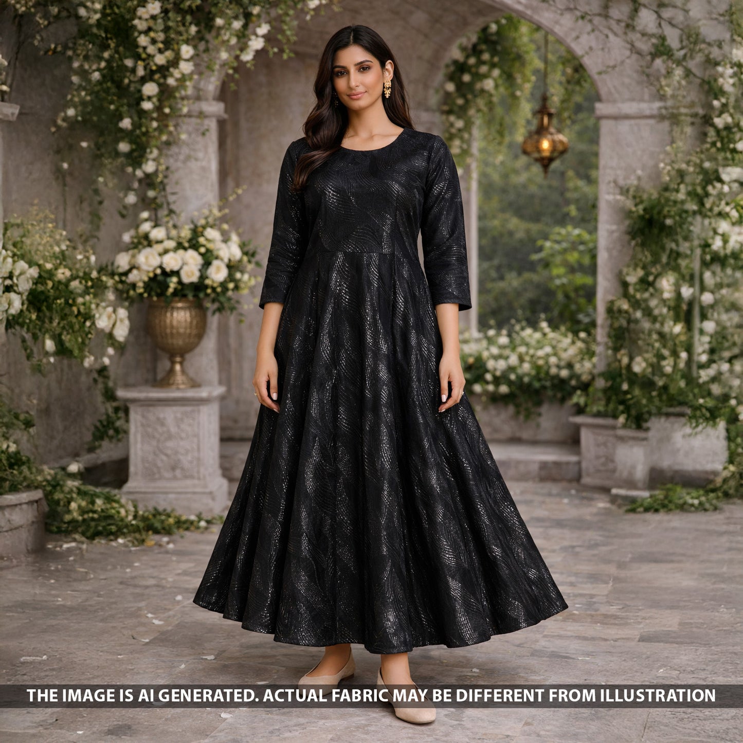 Zari Work Organza Fabric - F5438