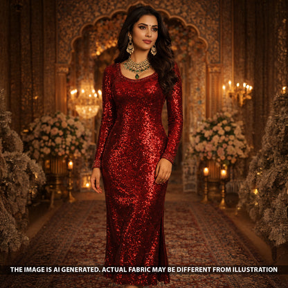 Sequins Embroidered Net Fabric - F5447