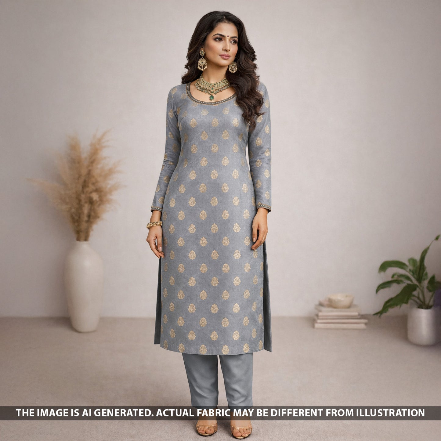 Zari Work Banarasi Brocade Silk Fabric - F5452