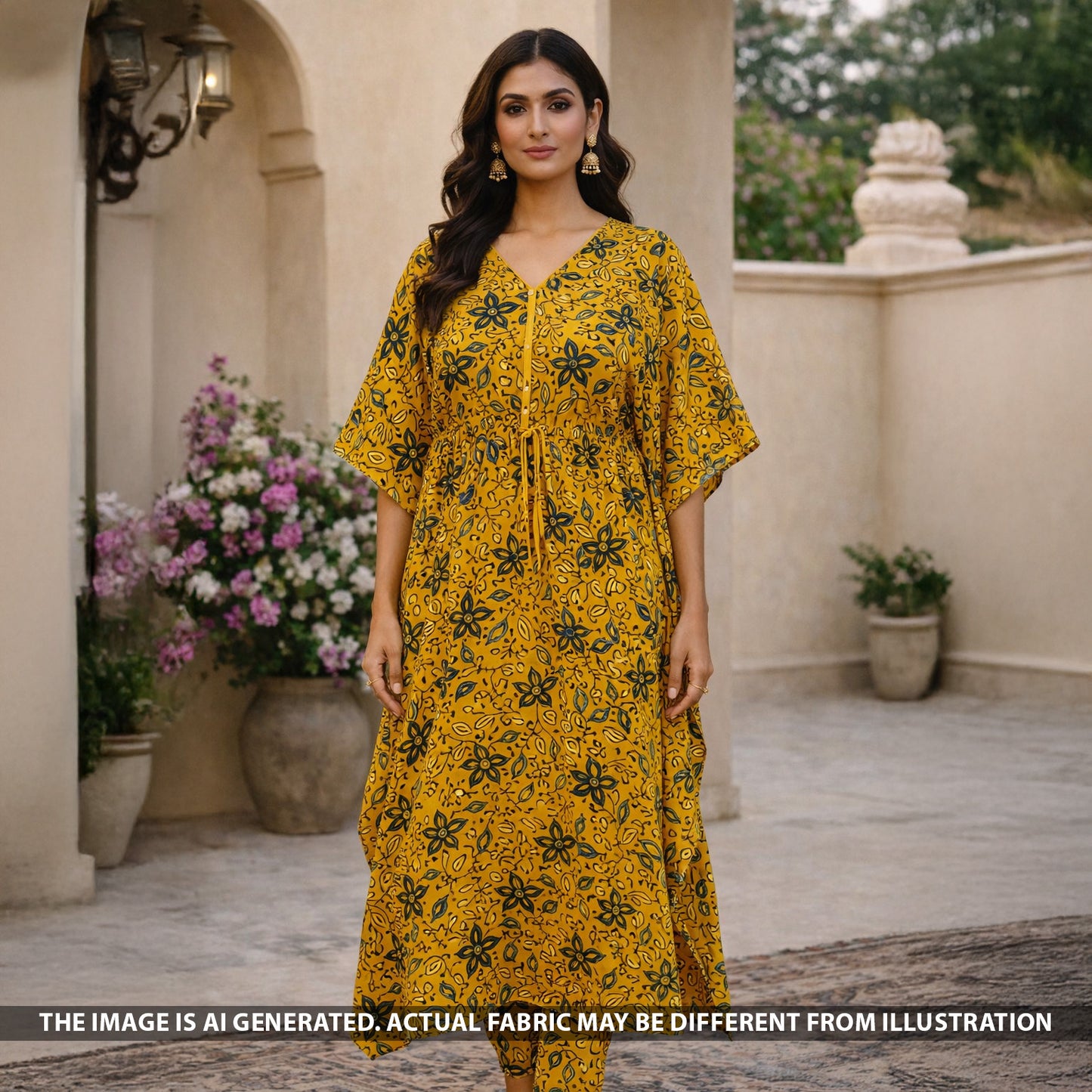 Ajrakh Print Modal Satin Fabric - F5460