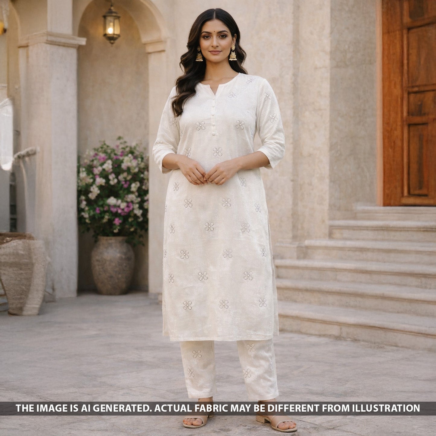 Cut Dana Thread Embroidered Velvet Fabric - F5461