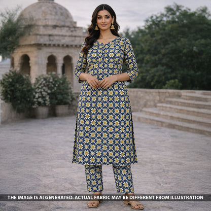 Ajrakh Print Gajji Silk Fabric - F5466