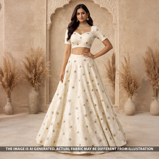 Dyeable Zari Sequins Work Velvet Fabric - F5470