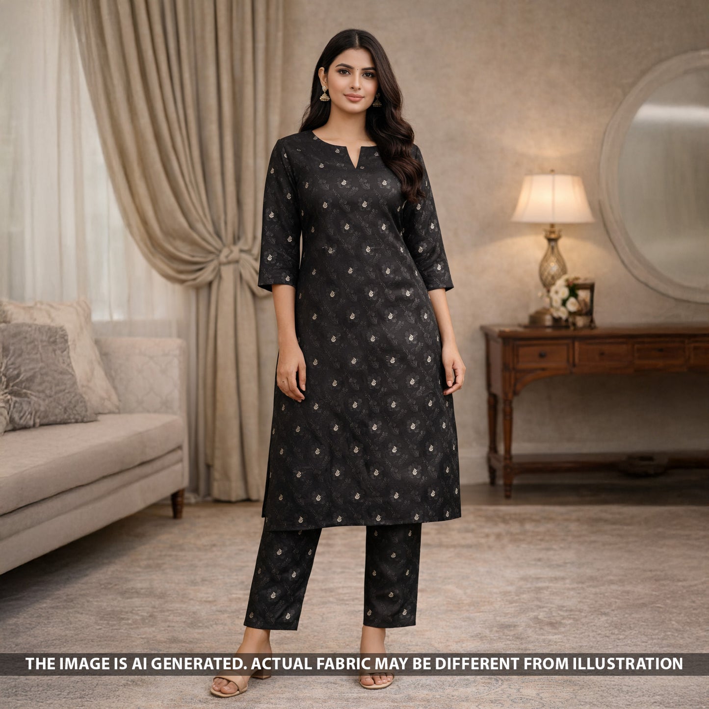 Zari Work Jacquard Silk Fabric - F5490