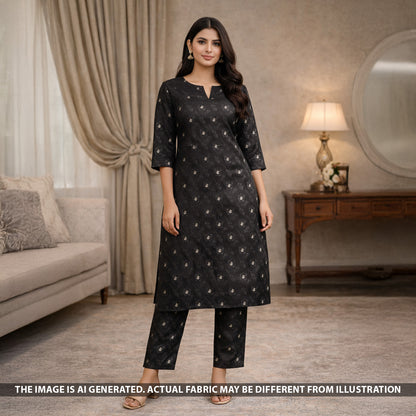 Zari Work Jacquard Silk Fabric - F5490