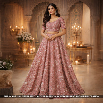 Cut Dana Thread Sequins Embroidered Shimmer Tissue Fabric - F5511