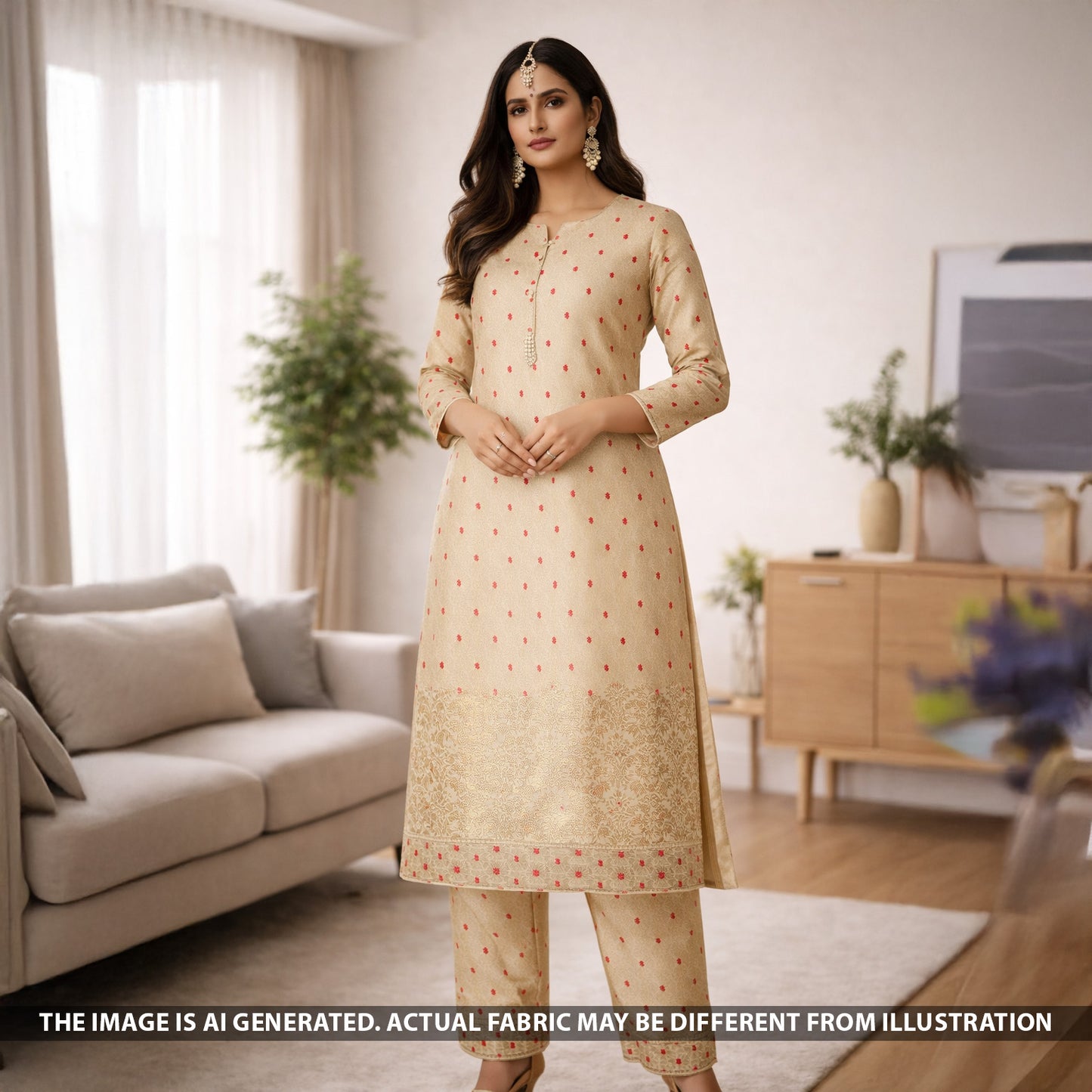 Zari Work Brocade Silk Fabric - F5542