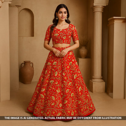 Digital Print Zari Embroidered Georgette Fabric - F5336