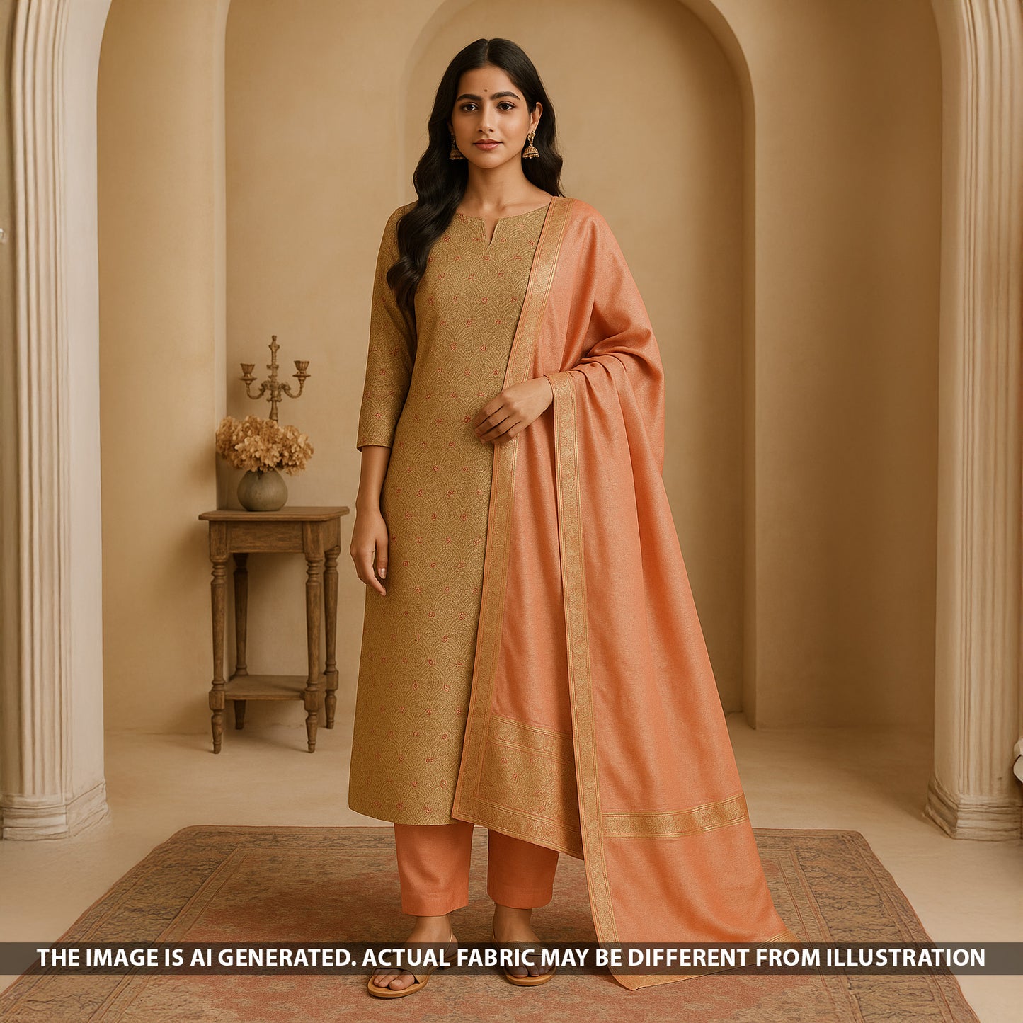 Zari Work Banarasi Jacquard Unstiched Suit Fabric - S3