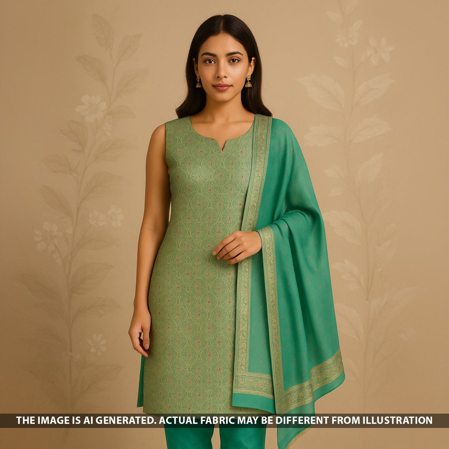 Zari Work Banarasi Jacquard Unstiched Suit Fabric - S4