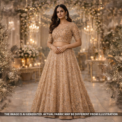 Cut Dana Sequins Embroidered Net Fabric - F5546