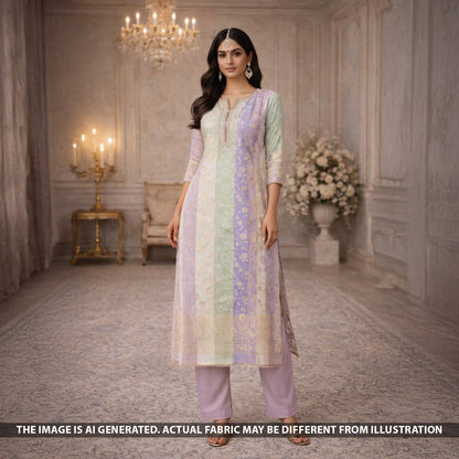 Zari Work Self Jacquard Banarasi Georgette Fabric - F5560