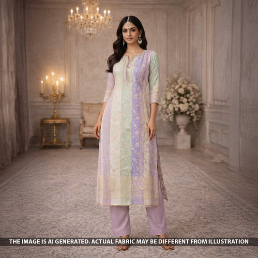 Zari Work Self Jacquard Banarasi Georgette Fabric - F5560