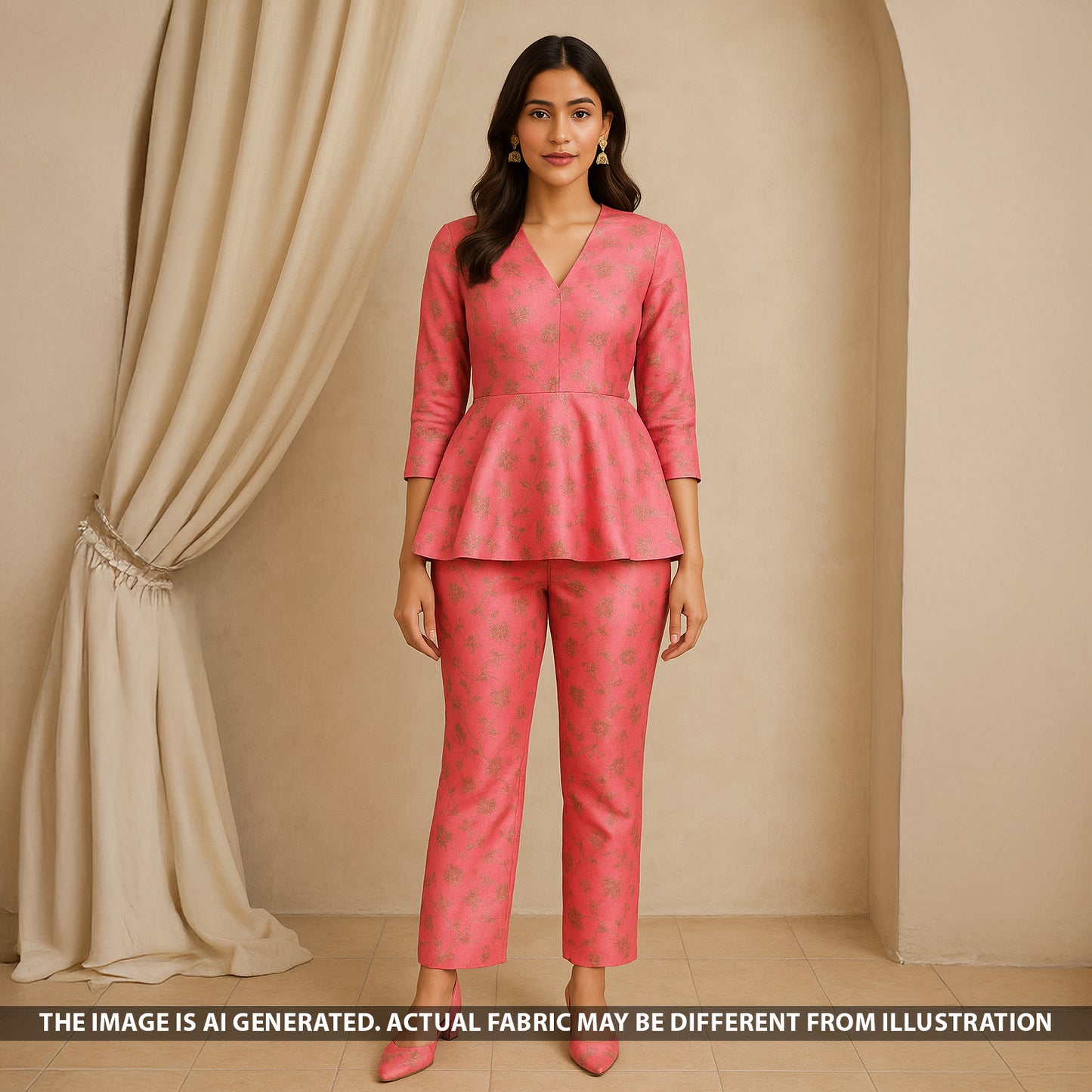 Zari Work Banarasi Brocade Silk Fabric - F5351