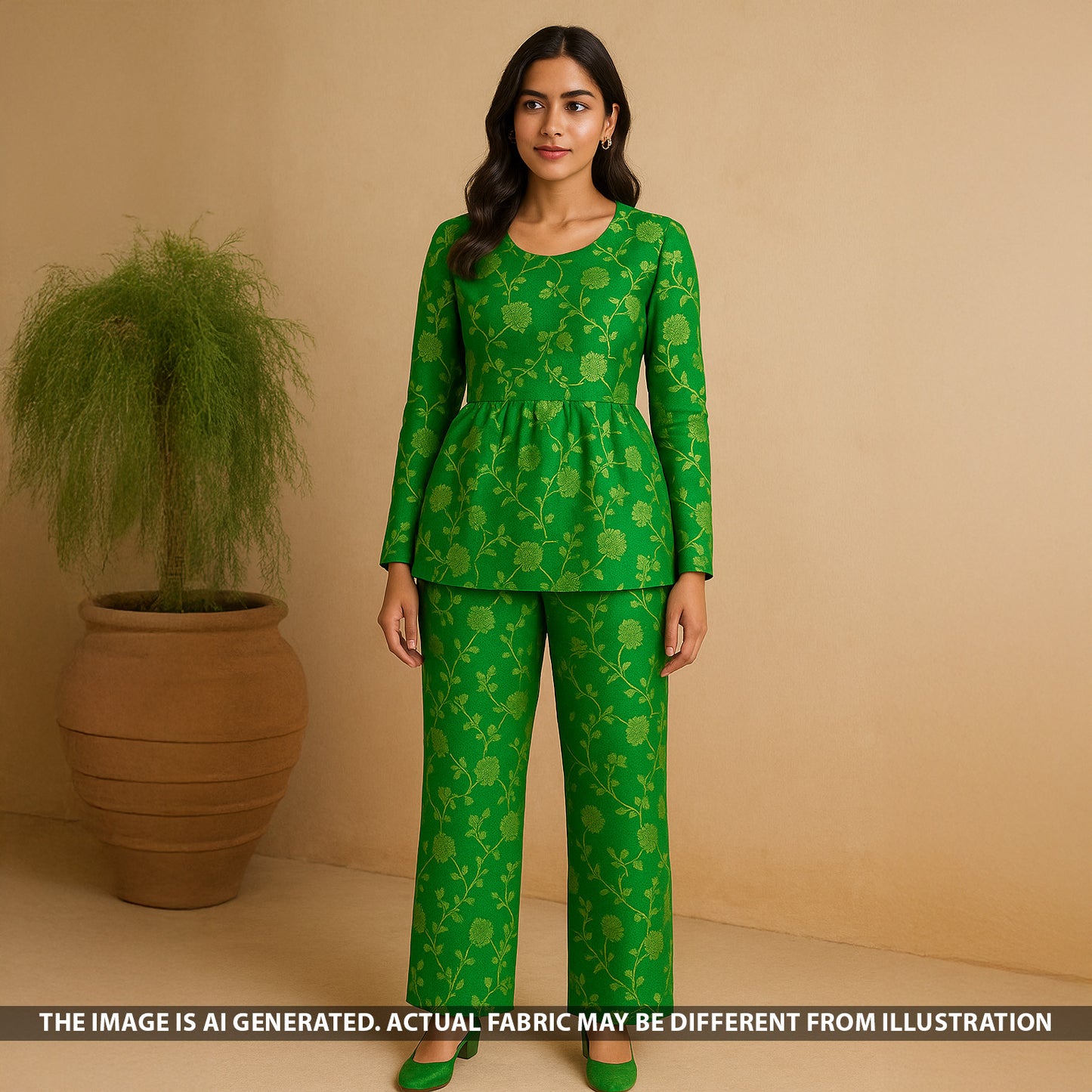 Zari Work Banarasi Brocade Silk Fabric - F5356