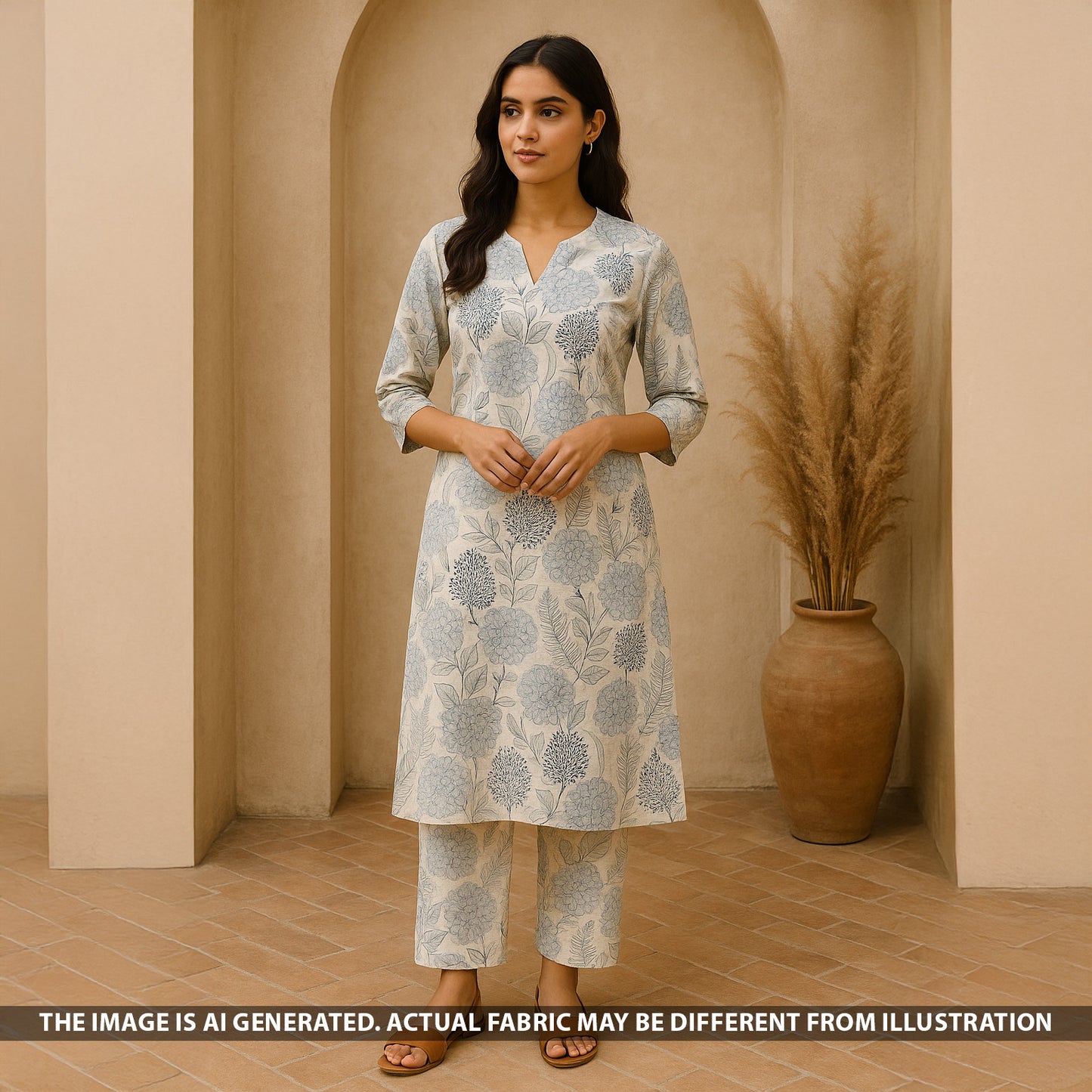 Digital Print Linen Cotton Fabric - F5359