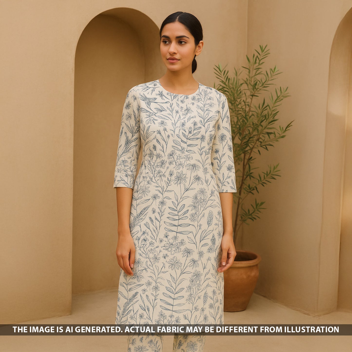 Digital Print  Linen Cotton Fabric - F5362