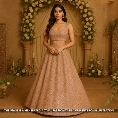 Zari Sequins Embroidered Shimmer Tissue Fabric - F5377