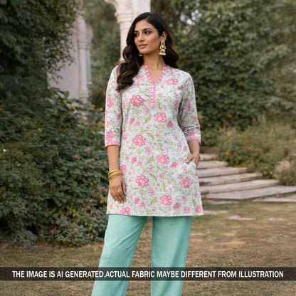 Flower Print Cambric Cotton Fabric -  F5874