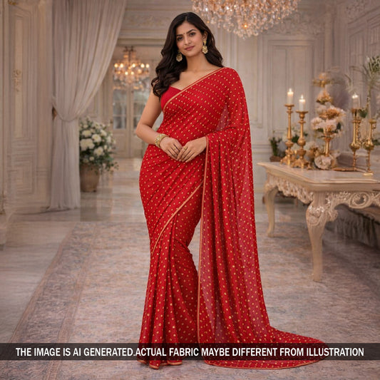 Bandhani Print Chinnon Chiffon Fabric - F5909