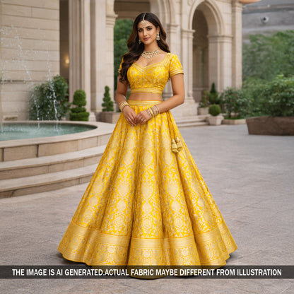 Lehenga Choli Set Pure Brocade Fabric - F5919