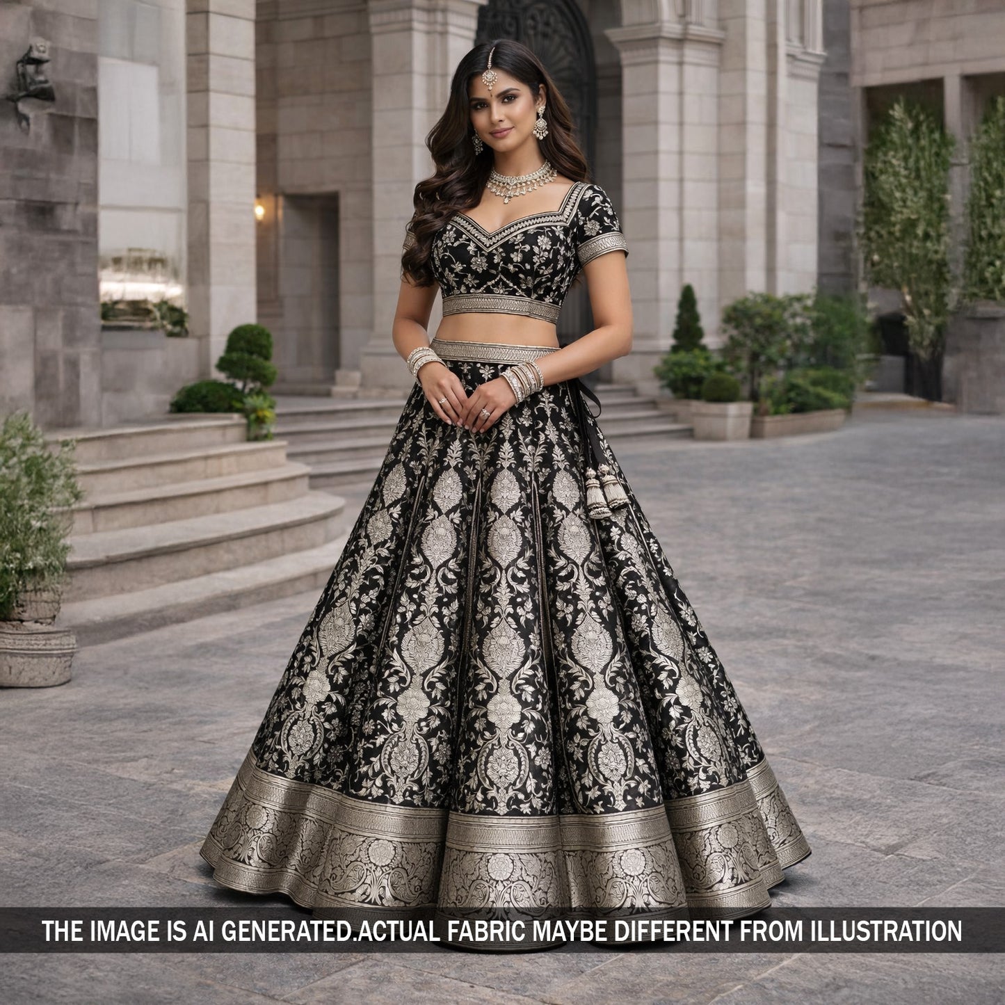Lehenga Choli Set Pure Brocade Fabric - F5920