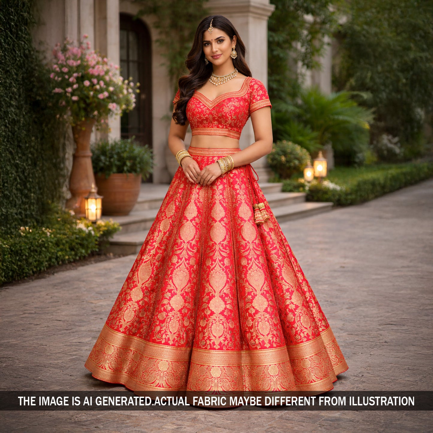 Lehenga Choli Set Pure Brocade Fabric - F5921