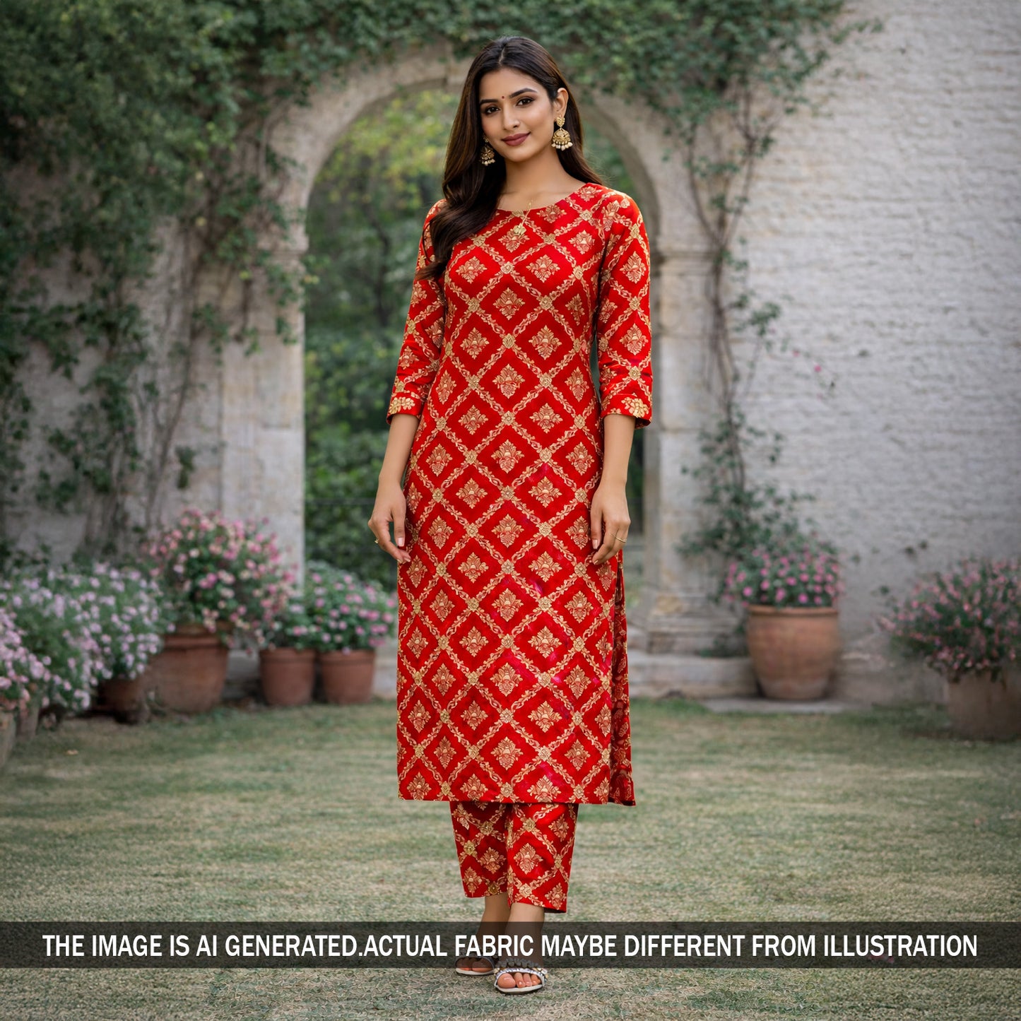 Zari Work Bandhani Print Georgette Fabric - F5936