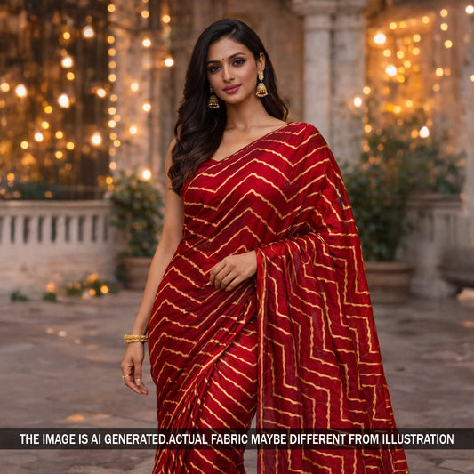 Bandhani Print shiny organza Fabric - F5793