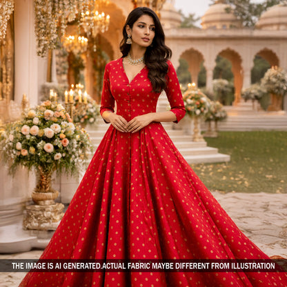 Zari Buti Work Banarasi Brocade Fabric - F5841