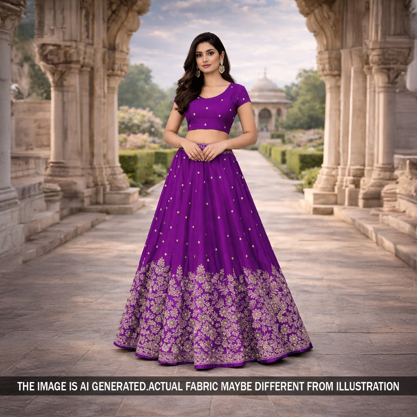 Cut Dana Zari Sequins Work Crepe Fabric - F5837