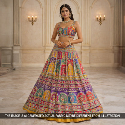 Zari Sequins Embroidered Viscose Crepe Fabric - F5846