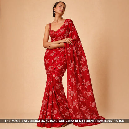 Cut Dana Sequins Work Chinnon Chiffon Fabric - F5632