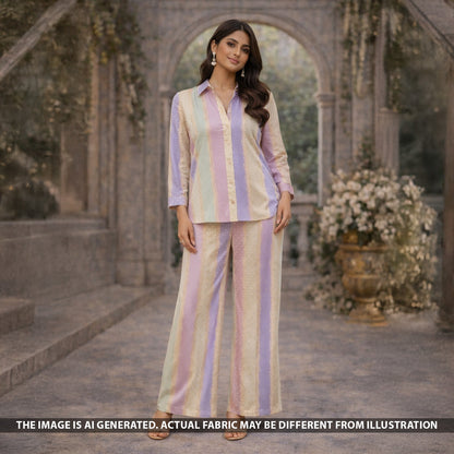 Zari Work Self Jacquard Tissue Fabric - F5645