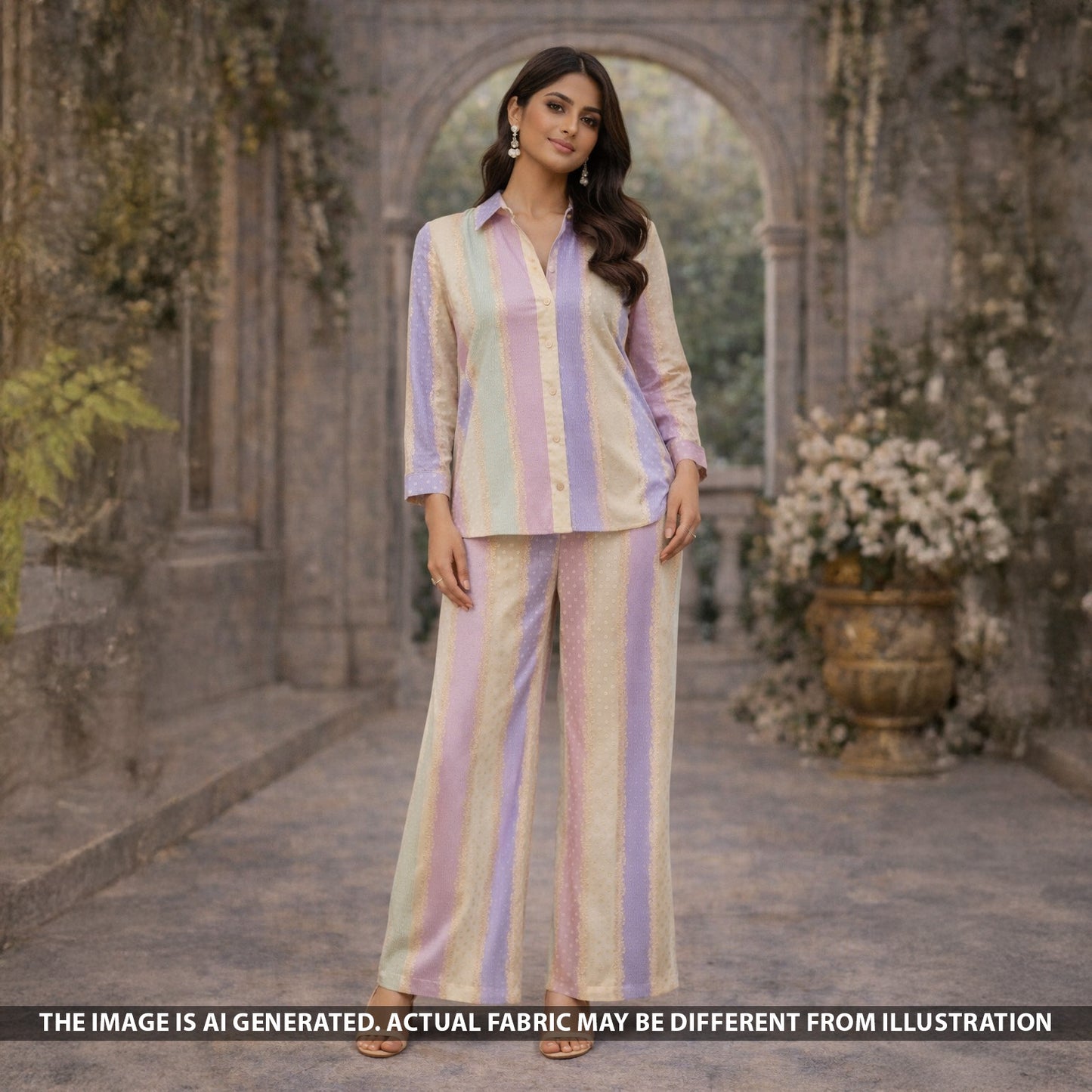 Zari Work Self Jacquard Tissue Fabric - F5646