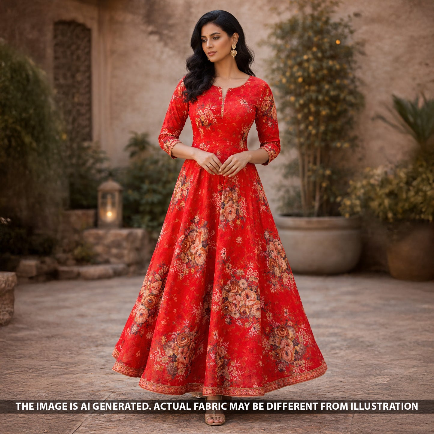 Digital Print Cut Dana Pearl Work Chinnon Chiffon Fabric - F5660