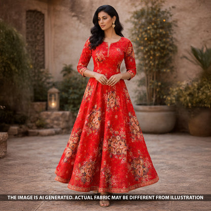 Digital Print Cut Dana Pearl Work Chinnon Chiffon Fabric - F5660