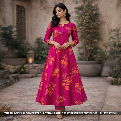 Digital Print Cut Dana Sequins Pearl Work Crepe Fabric - F5661