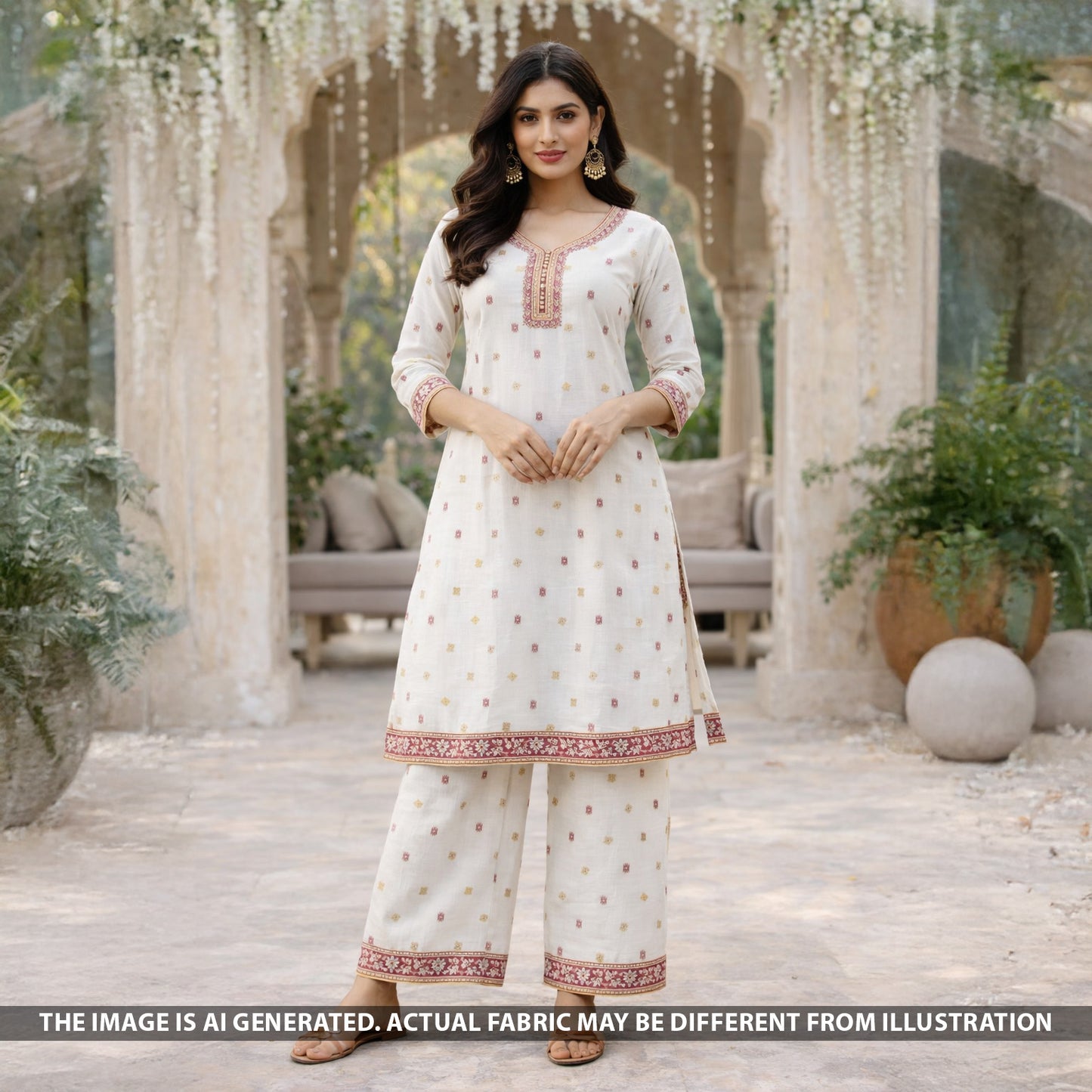 Zari Buti Work Cotton Fabric - F5726