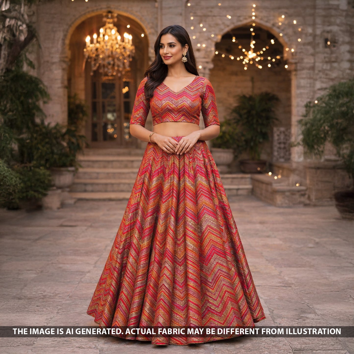 Zari Sequins Embroidered Crepe Fabric - F5738